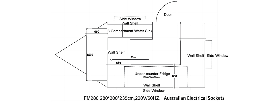 small smoothie trailer floor plan